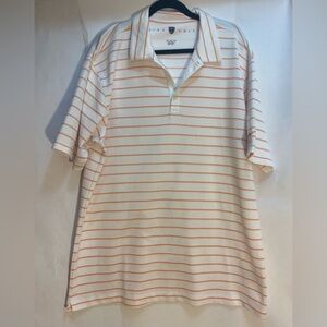 Nike‎ Golf Polo Shirt Adult XL White Orange Stripe Dry Fit Performance